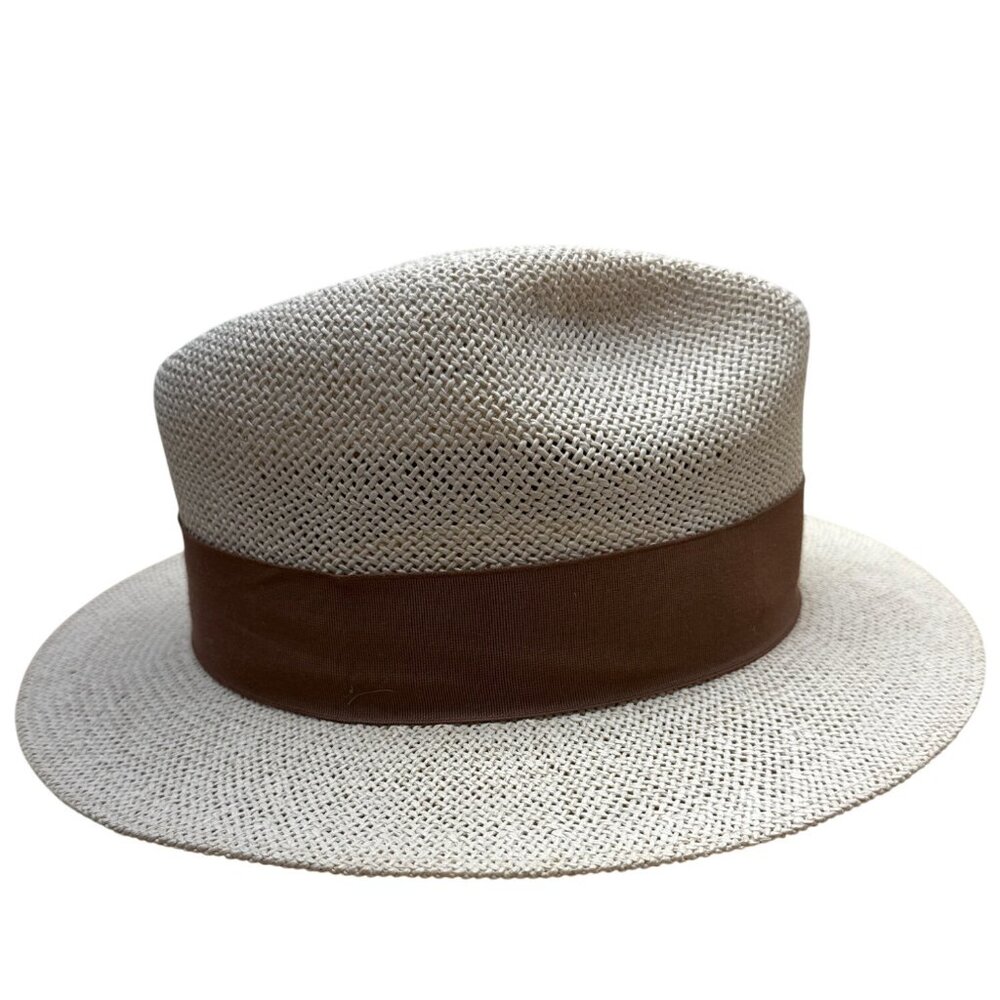 Indiana Jones Authentic Straw Fedora Hat With Brown Band Size Large - Picture 3 of 9